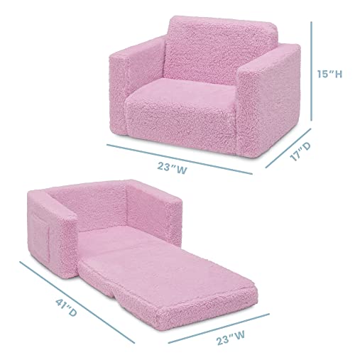 Delta Children Cozee Flip-Out Sherpa 2-In-1 Convertible Chair To Lounger For Kids, Pink #TOP2
