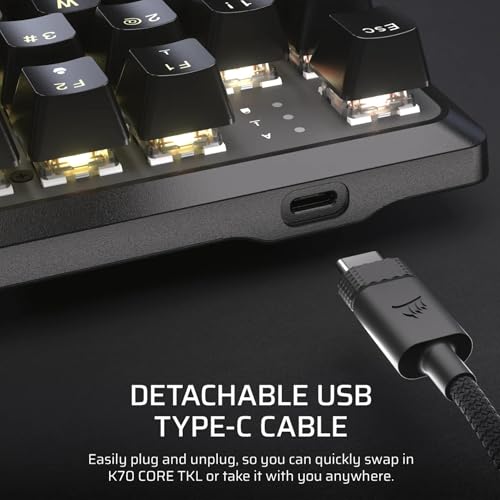 K70 CORE TKL RGB Tastiera meccanica da gioco Tenkeyless – Commutatori lineari MLX Red v2 – SOCD – Silenziazione a doppio strato – Keycaps ABS – QWERTZ DE – Nero - Tastiera gaming - Immagine 7