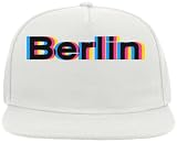 CMYK Styled Berlin Graphic Snapback Flat Visor Cotton Blend Cap White