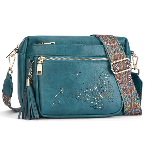 Image of KITEVIUN Crossbody Bags for Women Trendy Leather Crossbody Purse Shoulder Handbags Butterfly Design