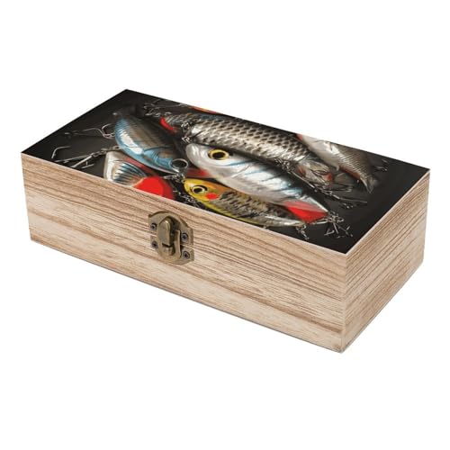 Boîte en bois pour appâts de pêche et boîte de rangement souvenirs - 7