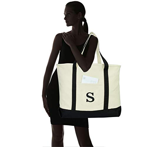 Bolso Tote Inicial Personalizado Negro con Cierre miniatura 2