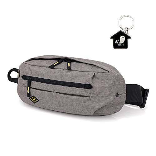 BONSYL Resistente al Agua Riñonera,Riñonera Multiusos de Moda,Bolsa del Pecho del Ocio, para el Deporte al Aire Libre,Funcionamiento,Senderismo del Recorrido de Ciclismo. (Gris)