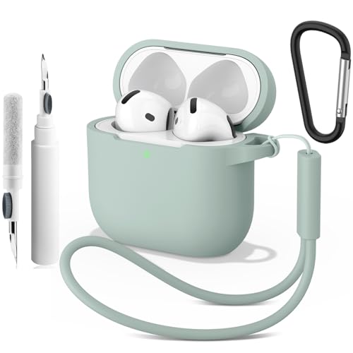 Meliya for AirPods 4 Case Cover, Soft Silicone Protective Case Compatible with Apple AirPods 4th Generation Case for Women Men, Full Protection Airpod 4 Cover with Cleaner Kit, Keychain