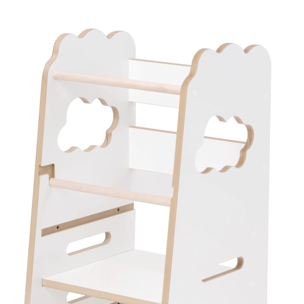 MISIOO Lernturm Ab 1 Jahr - Learning Tower - Höhenverstellbar Montessori Lernturm mit Kippschutz - Massiv und Stylisch - Hergestellt in der EU inkl. Montagezubehör - 89,5 x 41 x 41 cm