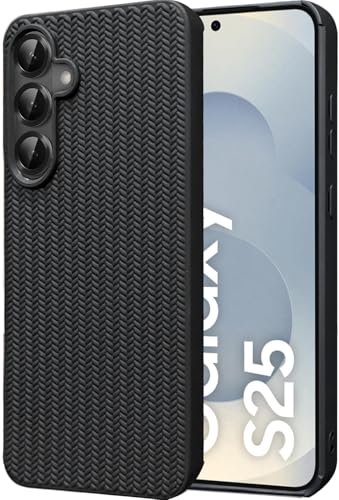 Image of DIZORO Rugged Textured Back Cover Case Compatible for Samsung Galaxy S25 Anti-Slip Soft TPU Shockproof Cover | Slim Lightweight Protective Back Case-Black