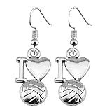 PVAXUSPBC Moda Diseño Sencillo Color Plata I Pendientes colgantes de voleibol corazón Pendientes caídas