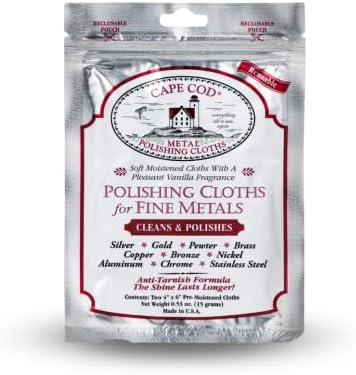 Cape Cod Polishing Cloths for Fine Metals | Jewelry Cleaner and Tarnish Remover | Silver Polishing to a Brilliant Shine | Foil Pack of (2) 4x6 Polishing Cloths