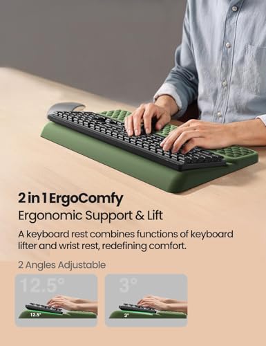 Image of Vaydeer Wrist Rest with Keyboard Stand, Computer Wrist Support Pad, Ergonomic Keyboard Riser Holder Lifter Tray with Wrist Pad, Soft Memory Foam Desk Cushion, Palm Hand Typing for Office Home School