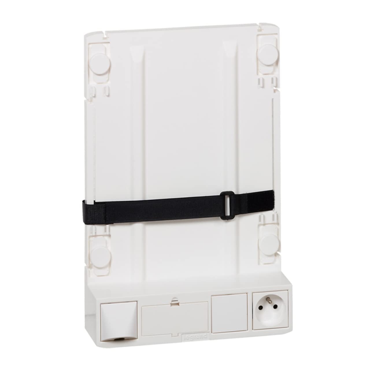 Legrand 413149 Support Box Opérateur ADSL et Fibre avec 1 Prise 2P+T et 4 Cordons de Liaison Box et Coffret