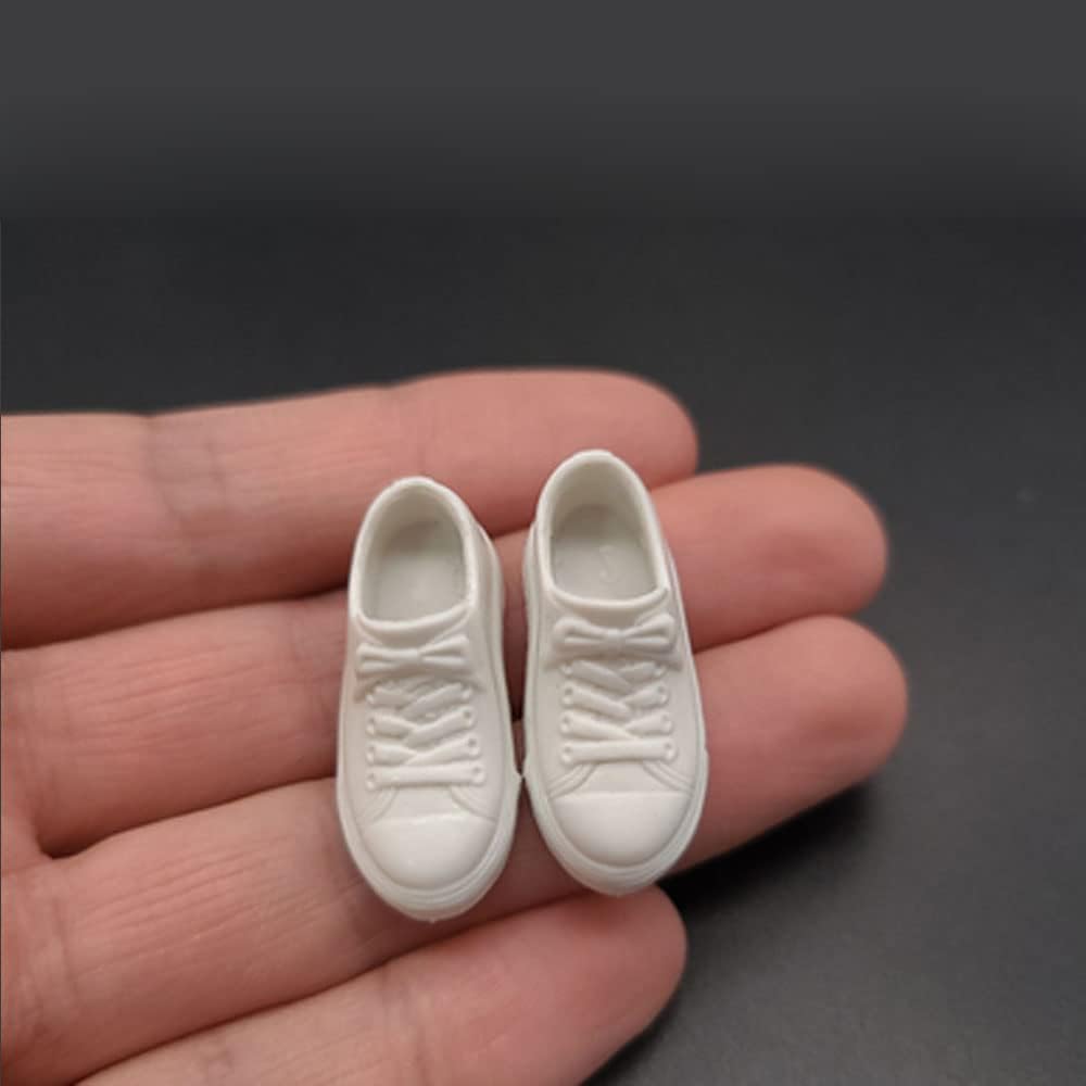 1/12 Scale SHF Low-top Canvas Shoes Hollow for 6" Male Action Figure Body Custom (Black+White)