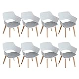 GrandCA HOME Juego de 8 Sillas de Cocina Nórdicas,Blanco-N