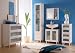 Produktbild trendteam smart living - Lena - Kommode - Weiß - Badschrank mit satiniertem Glas - (BxHxT) 35 x 89 x 33 cm - verstellbare Füße - Badezimmerschrank mit 4 Schubladen
