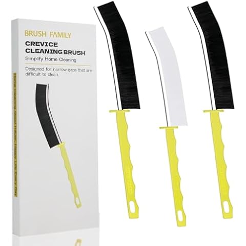 Crevice Cleaning Brush for Home Kitchen Bathroom, PBT Hard Bristle Crevice Brushes for Gaps, and Corners, Toilet, Sink, Window, and Household Cleaning (2Pcs Black+1White) Cover