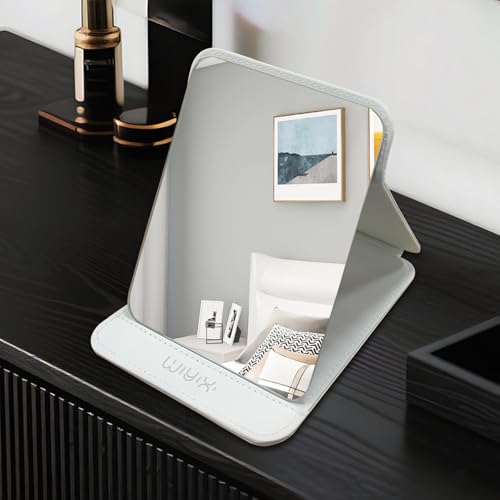 SYHITOU Foldable Travel Makeup Mirror, Adjustable Angle Portable Standing Vanity