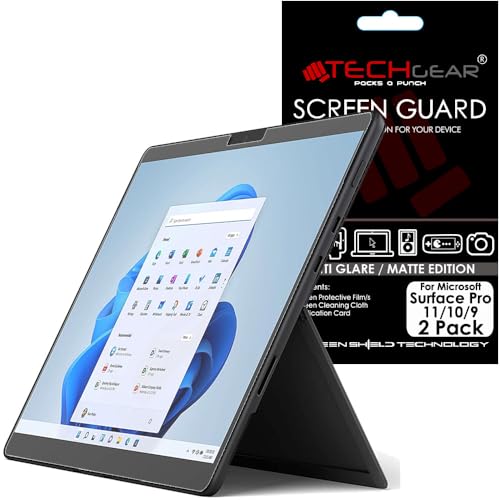 TECHGEAR [Pack of 2 Anti Glare/Matte Screen Protectors for Microsoft Surface Pro 11 / Pro 10 / Pro 9 (13 Inch screen) - Matte Screen Protector Covers + Screen Cleaning Cloth & Applicator Card