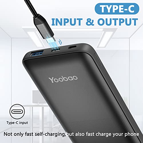 Yoobao Portable Charger With Built-In Cables, Pd 20W Fast Charging Usb C Power Bank With 4 Outputs, 10000Mah Ultra Slim External Battery Pack For Iphone/Ipad/Samsung/Tablet & More - 1 Pack (Black) #TOP4