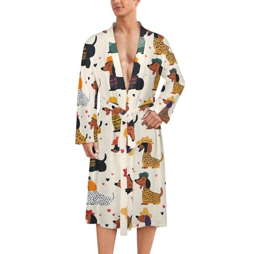 Peignoir de bain homme léger imprimé teckel pour vos matins cocooning