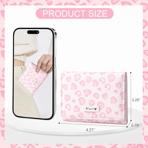 Sunwel Fashion Girls Cute Leopard Print Wallet Small Wallet Card Holder ID Window for Women (PINK LEOPARD)3