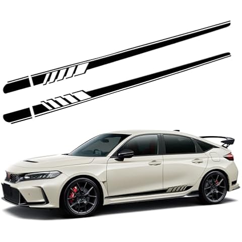 awlbed 2 PCS Car Side Skirt Decals, 88.58" x 4.52" Long Stripes Stickers, PVC Auto Personalized Stickers, Waterproof Body Decoration, Universal for Most Cars, Trucks, SUVs (Black) Cover