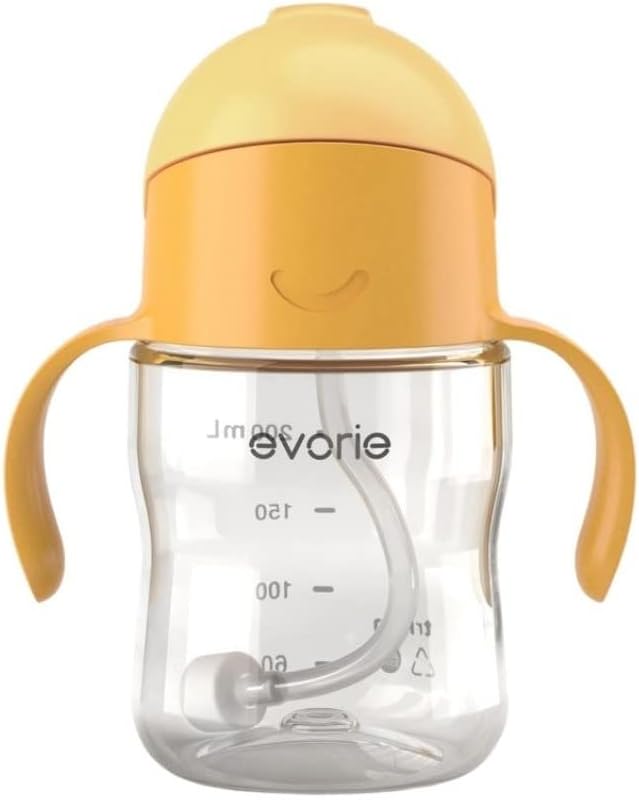 Evorie Tritan Weighted Straw Sippy Cup with Handles for Baby and