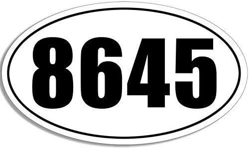 MAGNET 3x5 inch White Oval 8645 Sticker (Anti Trump Stop Impeach Resist Bumper) Magnetic vinyl bumper sticker sticks to any metal fridge, car, signs