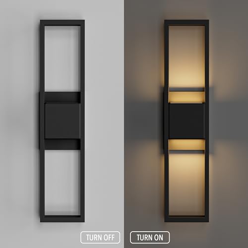 Caiselee 27 Inch Modern Outdoor Wall Lights, 3000K LED Up Down Exterior Lighting Fixtures Wall Mount, IP65 Waterproof Outside Sconce with Rectangle Metal Frame, for House Porch Patio Garage Front Door by Caiselee - Image 7
