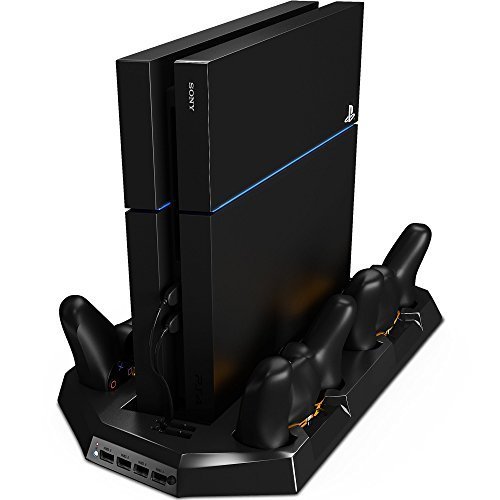 Ortz PS4 Vertical Stand with Cooling Fan [Charges 4 Controllers]