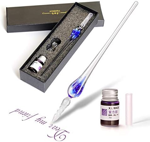 Glass Dip Pen Set,Calligraphy Pen,Crystal Signature Pen for Art, Writing, Signatures -Decoration and Business Gift
