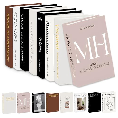 8 PCS Decorative Books, Stacked Fake Books, Fashion Storage Books for Home Decor, Hardcover Display Books Easy to Assemble Create a Sophisticated Atmosphere for Coffee Table Bookshelf Living Room