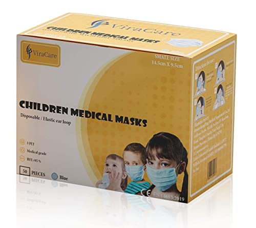 50 x Children and Kids Face Masks Disposable | Medical Surgical Type IIR | Face Covering with Ear Loop | UK Stock Available | Wrapped and Boxed in 10 Packs of 5 | 1 pack of 50