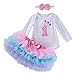 Marlegard Baby Girls' 3PCs Pink 1st Birthday Onesie Tutu Skirt Headband Outfits (18M(12-18months), Purple)