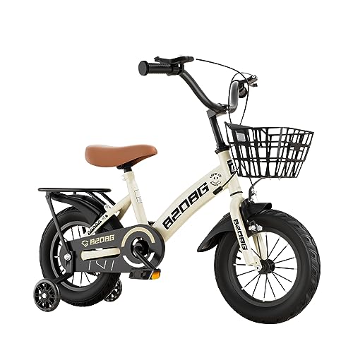 DMG TECH Kids Bike 14 Inch Children Bikes for Boys Girls Age 3-7 Years With Self-Illuminating Training Wheels Handbrake Removable Basket Children Bicycle with Passenger Rear Seat