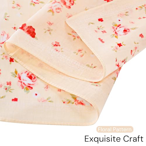 15 Pack 17" Cotton Handkerchiefs for Women, Women's Soft Hankies with Floral Print, Ladies Vintage Pocket Handkerchief, Multicolored Square Head Scarf for Wedding, Tea Party Favors, Gifts4