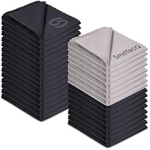 SmoTecQ 32 Pack Microfiber Cleaning Cloths for Glasses Individually Wrapped - Premium Optical Lens Cleaner for Screens, iPhone, iPad, Camera & Eyeglasses - Washable & Lint Free Black & Grey