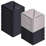 SmoTecQ 32 Pack Microfiber Cleaning Cloths for Glasses (Individually Wrapped) - Premium Optical Lens Cleaner for Screens, iPhone, iPad, Camera & Eyeglasses - Washable & Lint Free (Black & Grey)