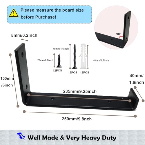 Supports de tablette robustes lot de 4 équerres acier 235x40x150mm - 5