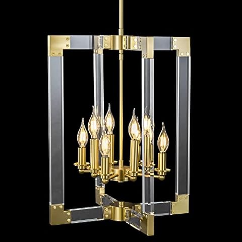 BZZMMB Vintage Candle Chandelier for Dining Room, 8-Light E12 Farmhouse Chandelier, Rustic Gold Pendant Light Fixture for Kitchen Island, Hanging Lamp for Living Room, Bedroom, Hallway Cover