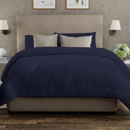 The Cotton Exchange Manchester 100% Cotton Single Duvet Cover Set White, Percale Weave, Cool & Crisp, Lightweight & Breathable, 2pcs Single Bedding Sets, Single Quilt Cover with Button Closure