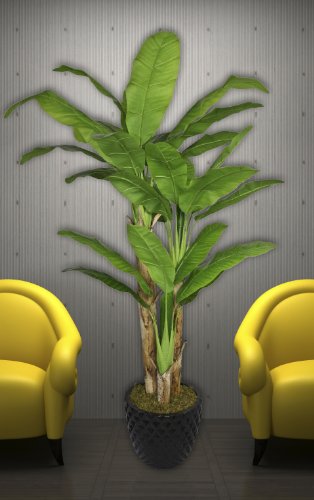Vintage Home 78" High Green Emerald Artificial Faux Banana Tree With Black Honeycomb Fiberstone Planter For Home Decor #TOP4