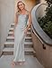 Summer Satin Maxi Dresses for Women 2025 Cowl Neck Ruched Silk Formal Wedding Guest Bridesmaid Slip Dress with Slit Silver