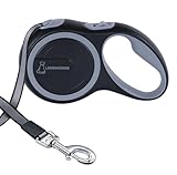 26FT Long Retractable Dog Leash Up to 110lbs, 360°Tangle-Free Heavy Duty Dog Lead with Anti-Slip Handle for Small/Medium/Large Dogs,Grey