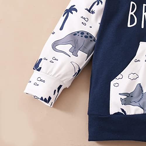 ROSEBEAR Baby Boys Clothes Set Outfits Top Toddler Sweatshirts Pants Sets Newborn Dinosaur Printed Pullover Infant Hoodies, Navy