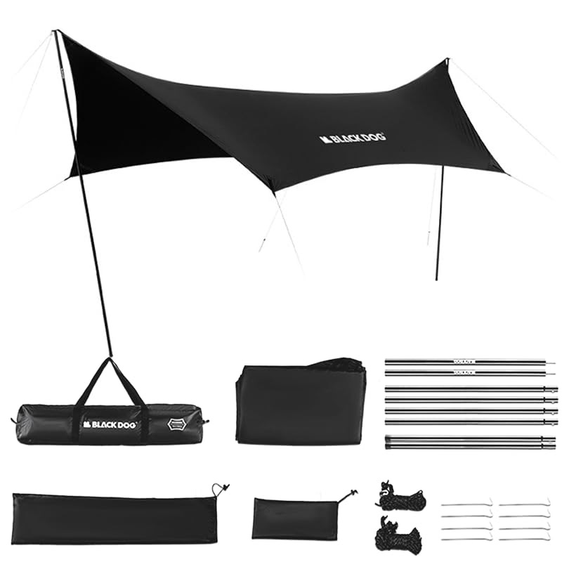 Amazon.com : Blackdog Camping Tarp with Poles, 18x9.5 Ft Large
