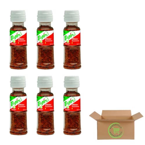 Mini Tajin Classic Seasoning with Lime, Chili & Salt – Packed by Brookville Marketplace – Vegan, Gluten-Free, Mexican Chili Pocket-Sized for Travel, Perfect for Fruits, Snacks, Cocktails (Pack of 6)