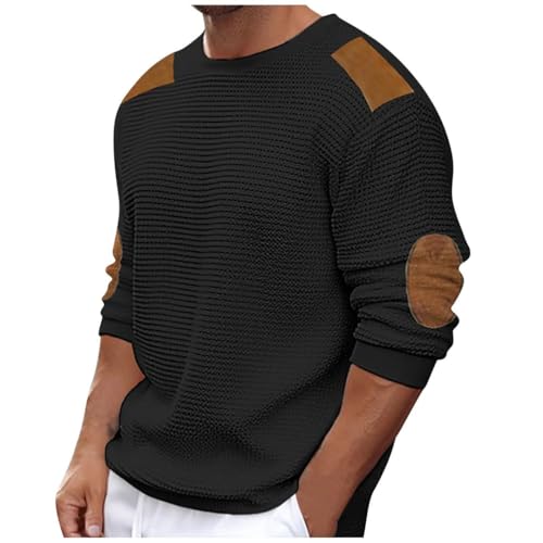 Men Winter Sweater Pullover Round Collar Solid Color Long-Sleeved Pullover Casual Pullovers2