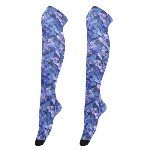 Blueberry Painting Chaussettes hautes pour femme de style rétro extra longues pour le bureau Jambières pour Halloween, cosplay, fête, festival, médias larges pour femme