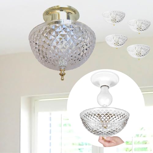 Image of Evelots Clip-On Light Shade for Ceiling Bulb or Lamp - 4 Pack Antique Diamond Cut Acrylic - Easy Install Decorative Lamp & Lighting Cover