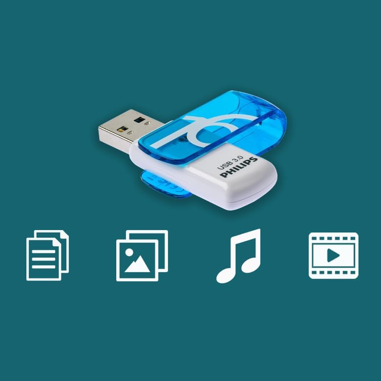 Philips Vivid Edition Super Speed 3.0 USB flash sürücü, 16 GB, döner kapaklı, PC, dizüstü bilgisayar, bilgisayar veri depolama, 100 MB/s'ye kadar okuma hızı - Görsel 5