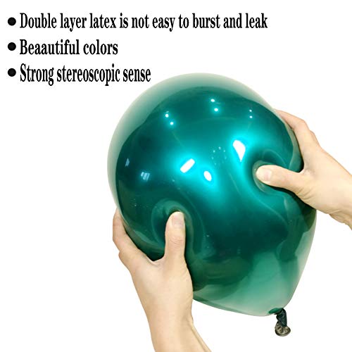 Emerald green balloons 50 pcs metallic green 12 inch chrome green balloons Double layer green balloons are more durable suitable for wedding birthday party balloon decorations - Image 5